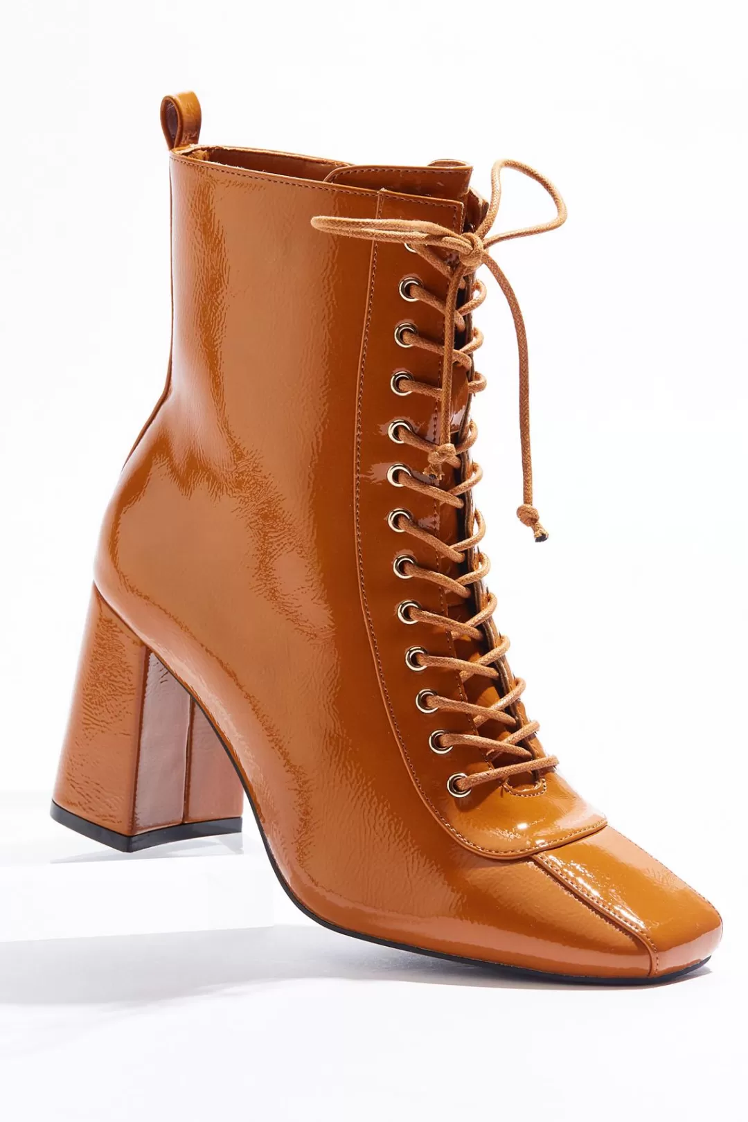 Cato Boots | Patent Lace Up Ankle Boots