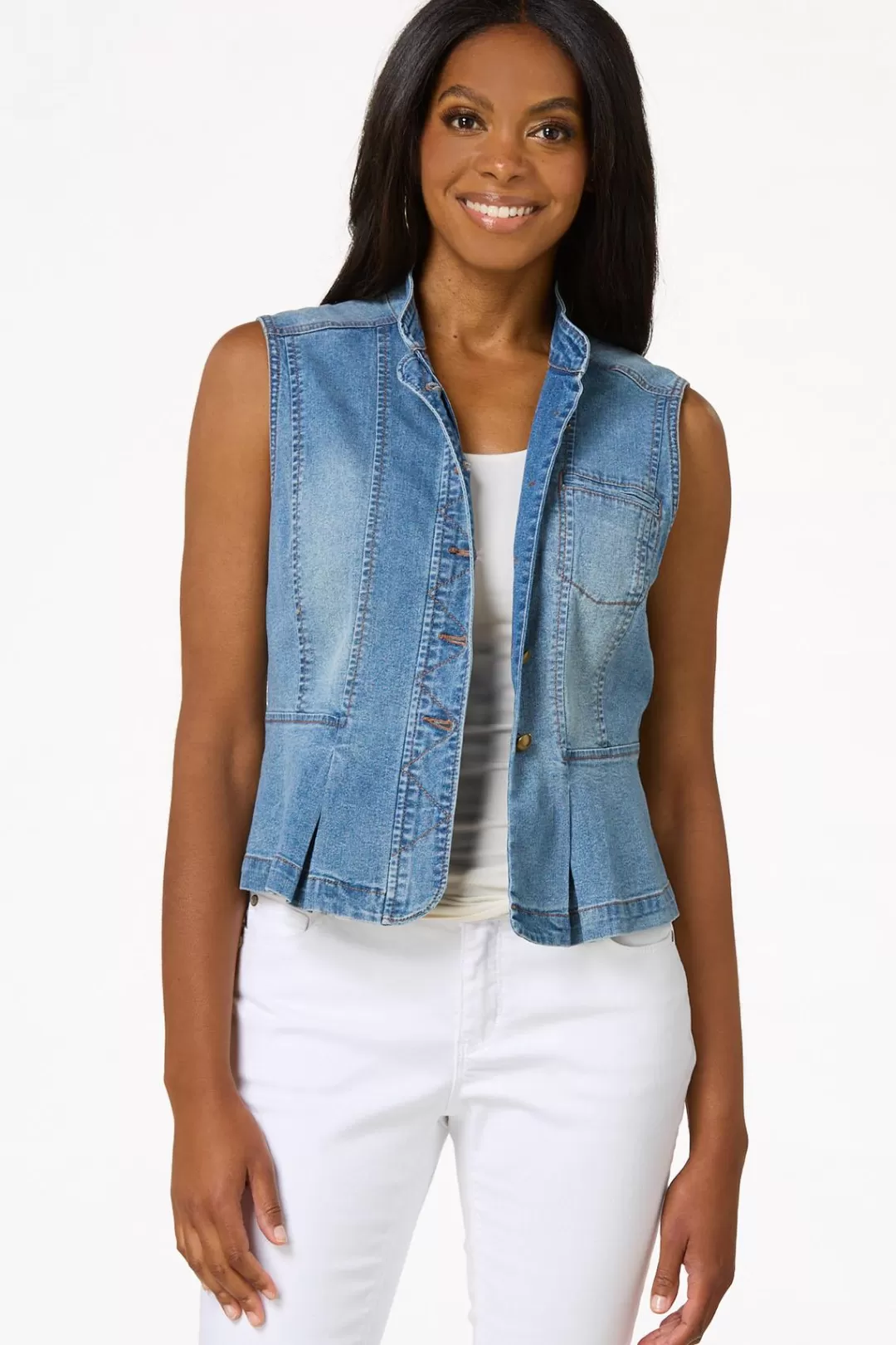 Cato Jackets & Vests | Jeans | Peplum Faded Denim Vest