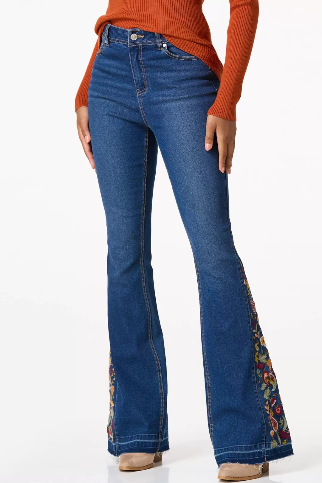 Cato Petites | Jeans | Petite Floral Paisley Embroidered Jeans