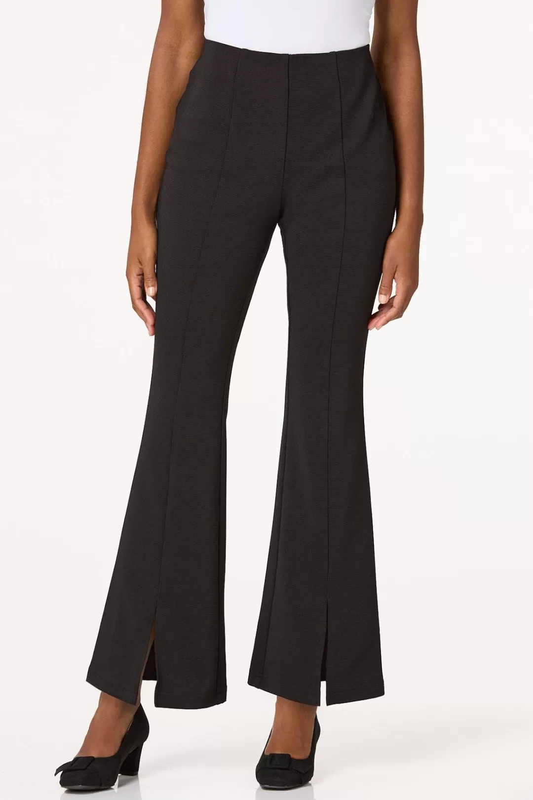 Cato Petites | Pants | Petite Ribbed Split Hem Flare Pants