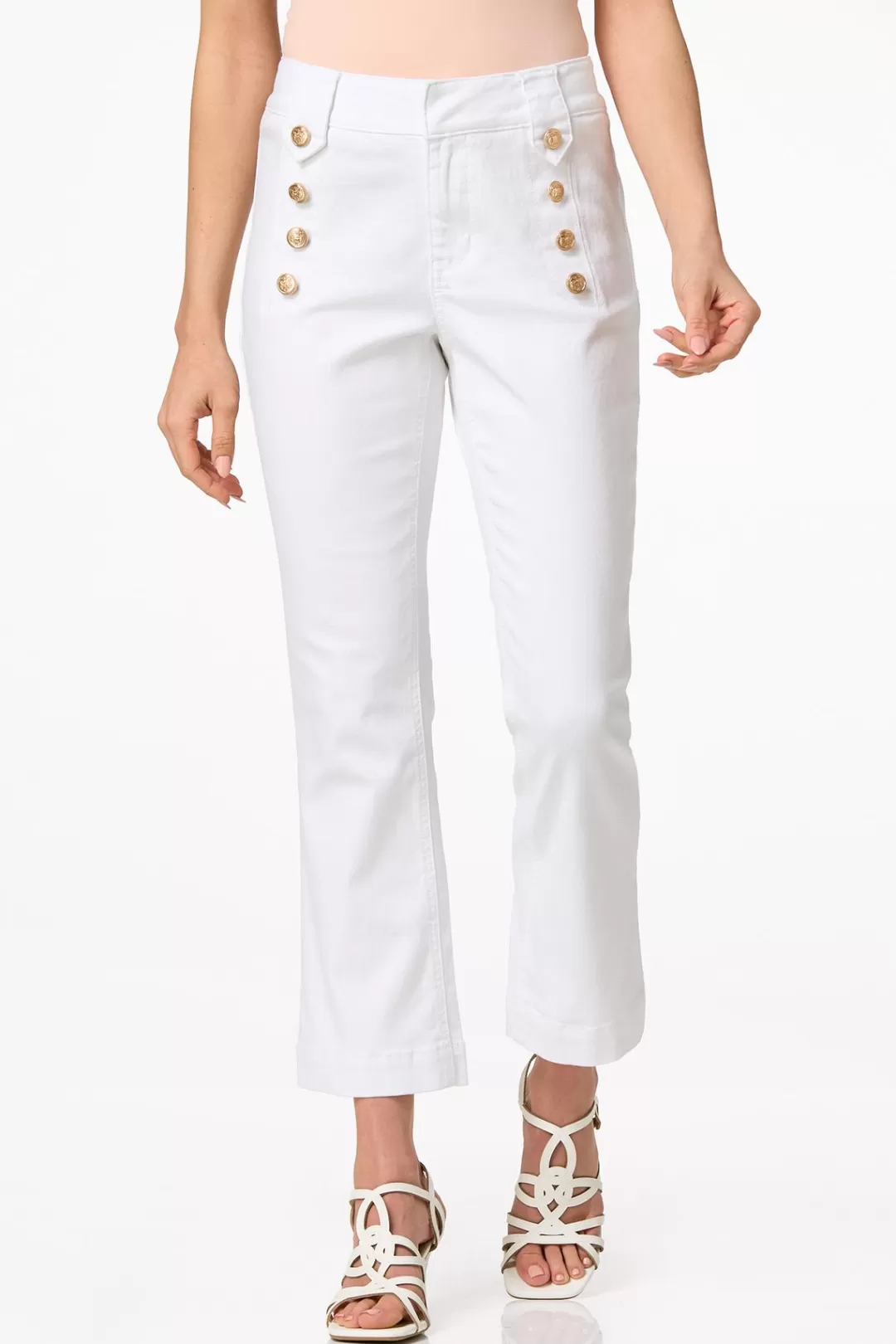 Cato Petites | Jeans | Petite White Sailor Button Jeans