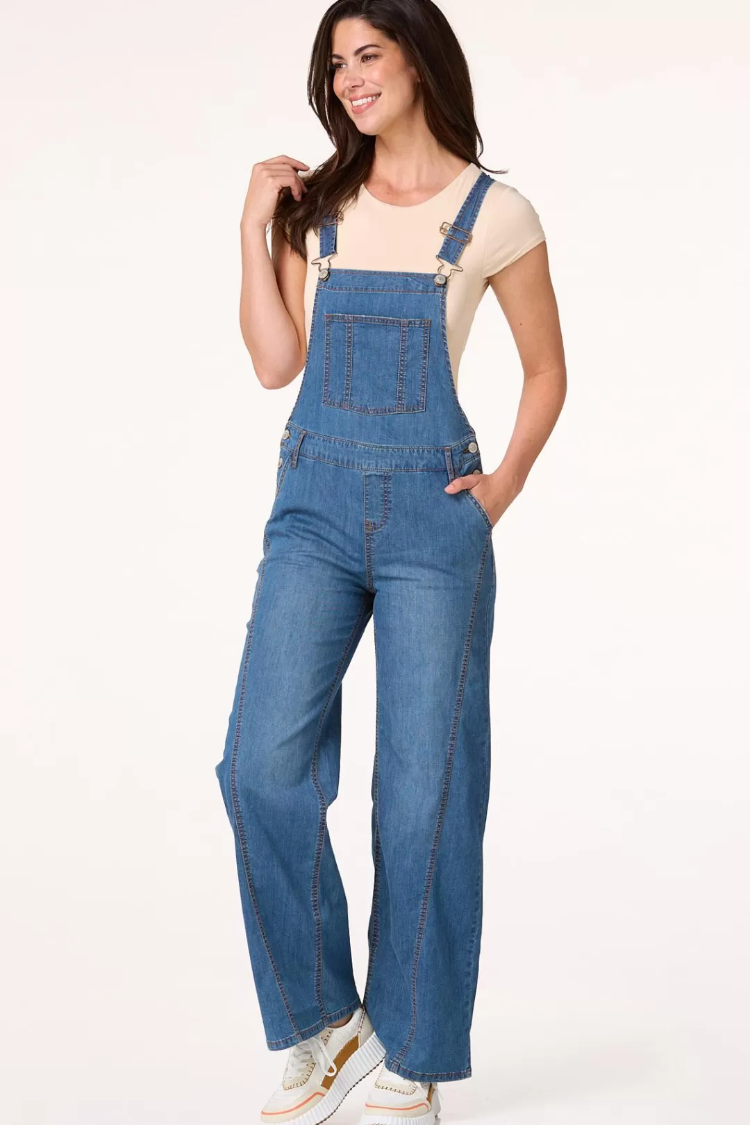 Cato Petites | Jeans | Petite Wide Leg Denim Overalls