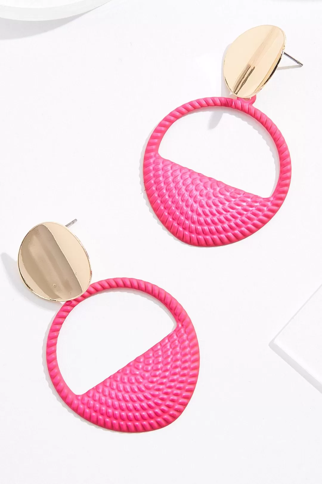 Cato Earrings | Pink Cutout Circle Earrings