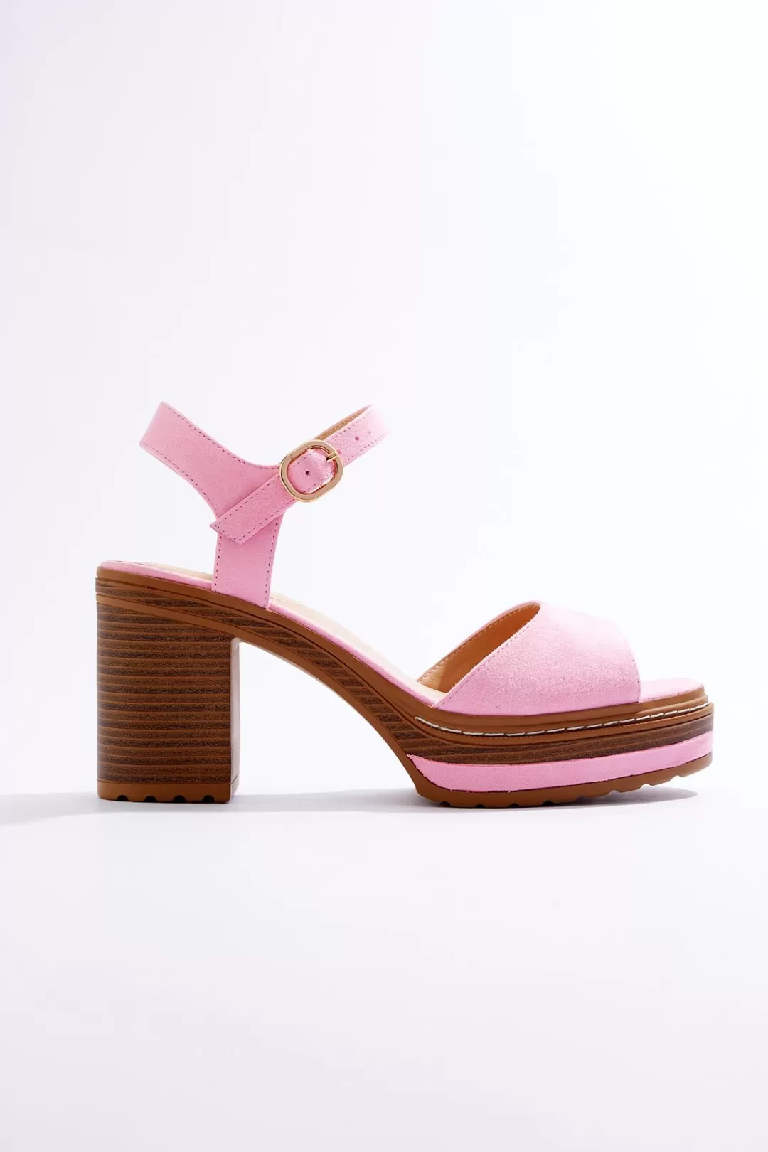 Cato Sandals | Heels | Pink Faux Suede Platform Sandals