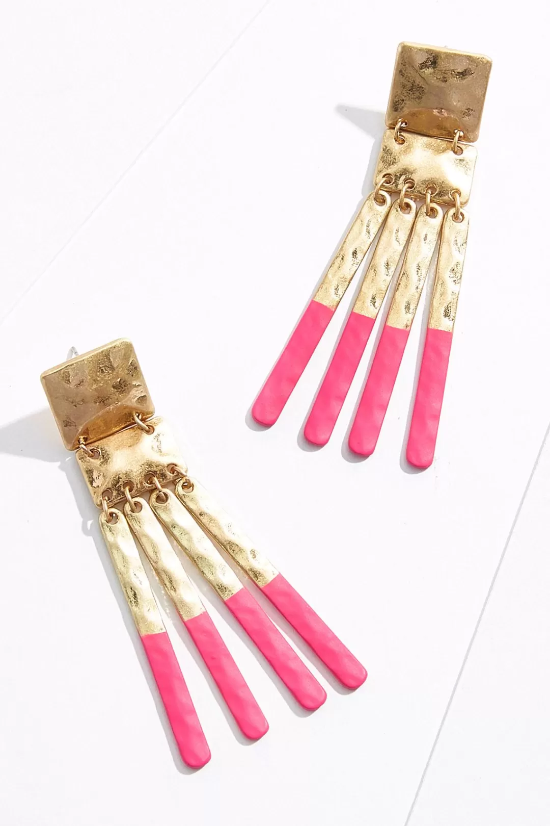 Cato Earrings | Pink Gold Metal Tassel Earrings