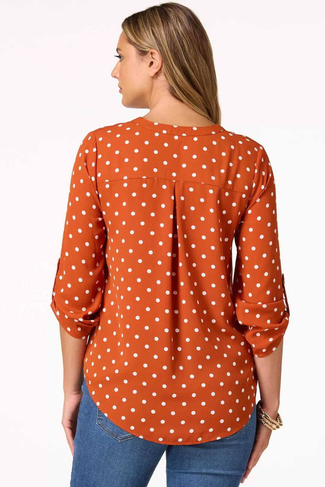 Cato Tops | Polka Dot Zip Front Top