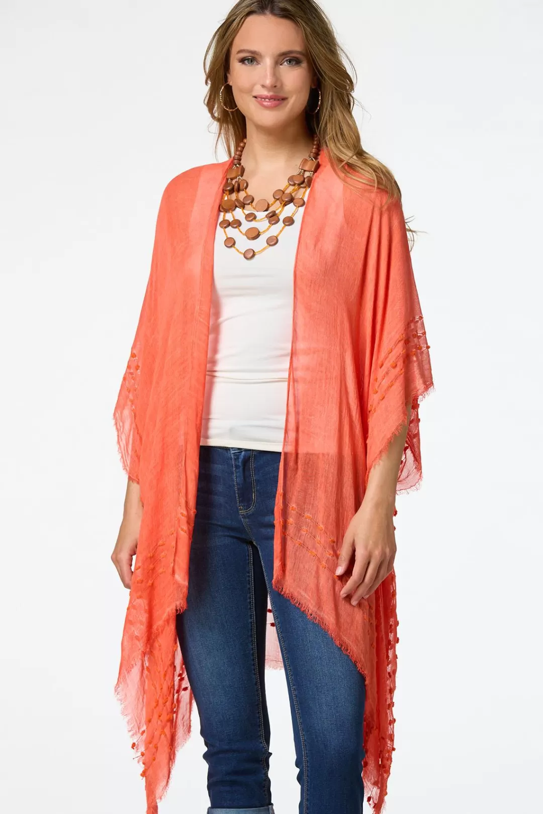 Cato Cover Ups | Tops | Pom Border Vibrant Kimono