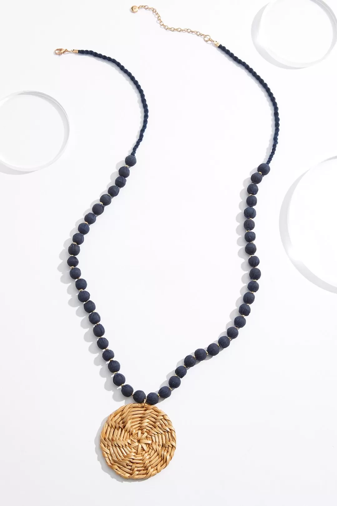 Cato Necklaces | Raffia Circle Pendant Necklace