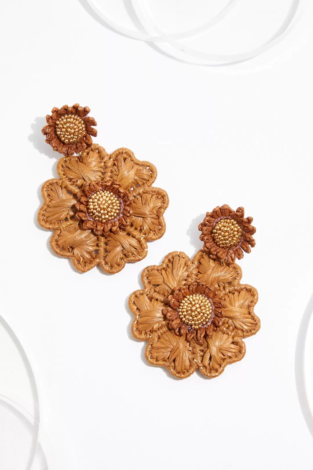 Cato Earrings | Raffia Statement Flower Earrings