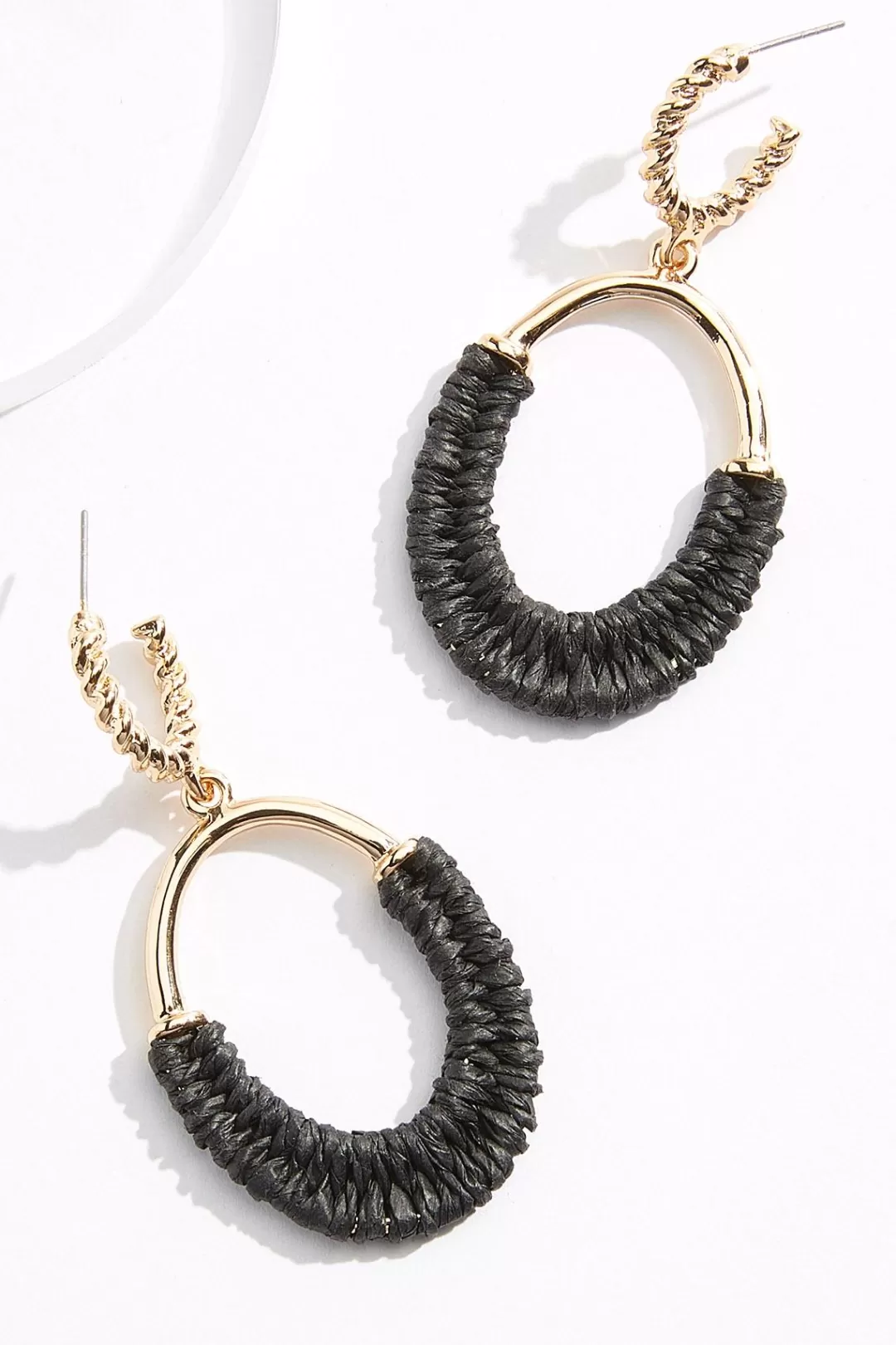 Cato Earrings | Raffia Wrapped Oval Earrings