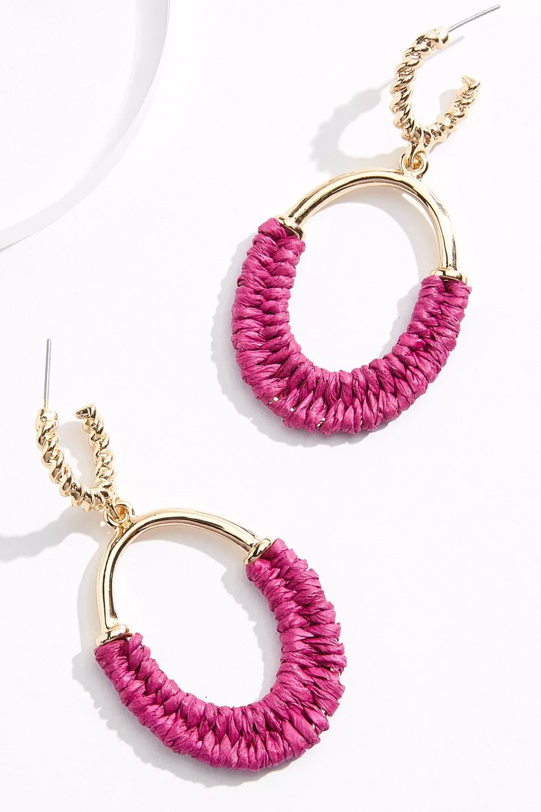 Cato Earrings | Raffia Wrapped Oval Earrings