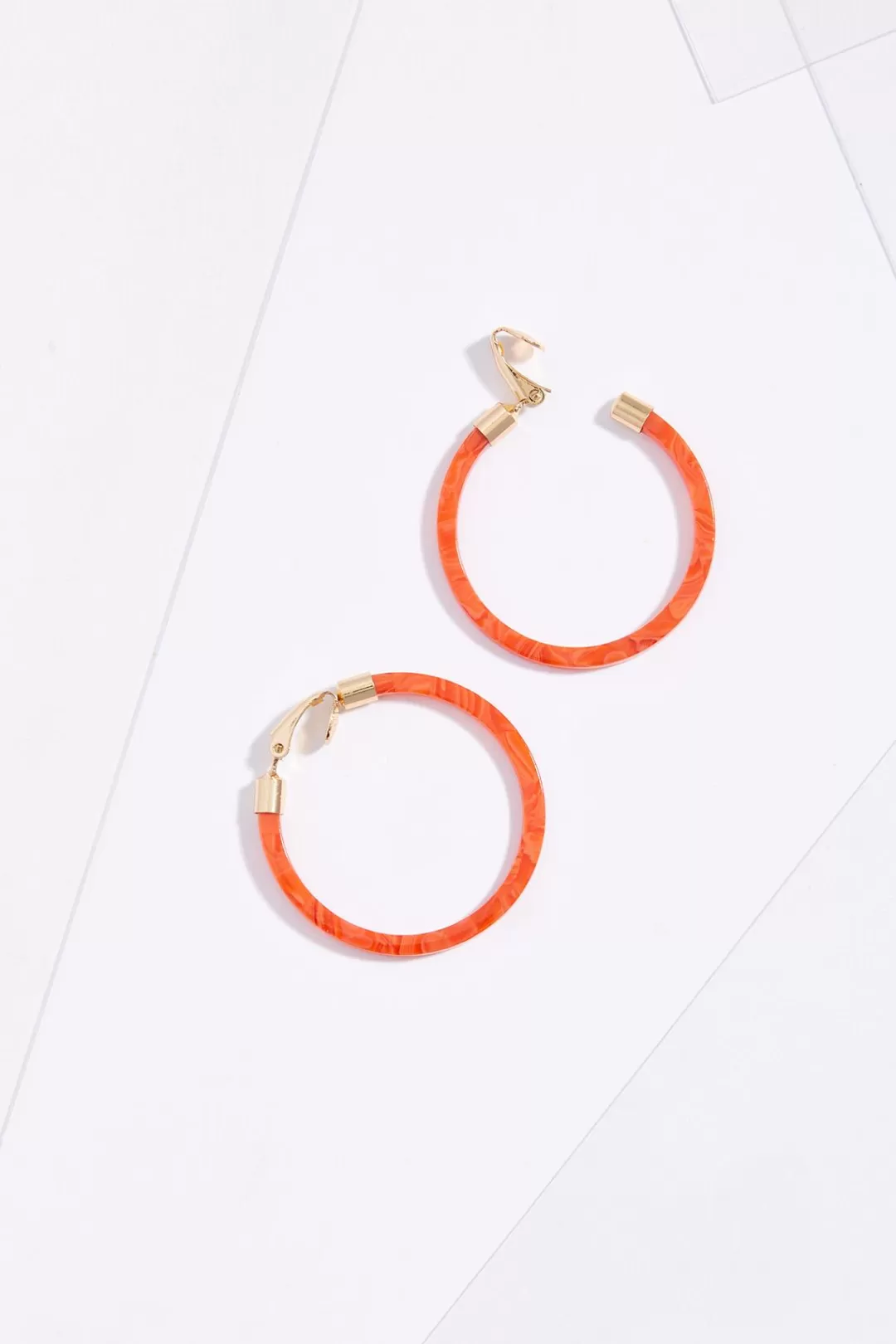 Cato Earrings | Red Clip- On Hoop Earrings