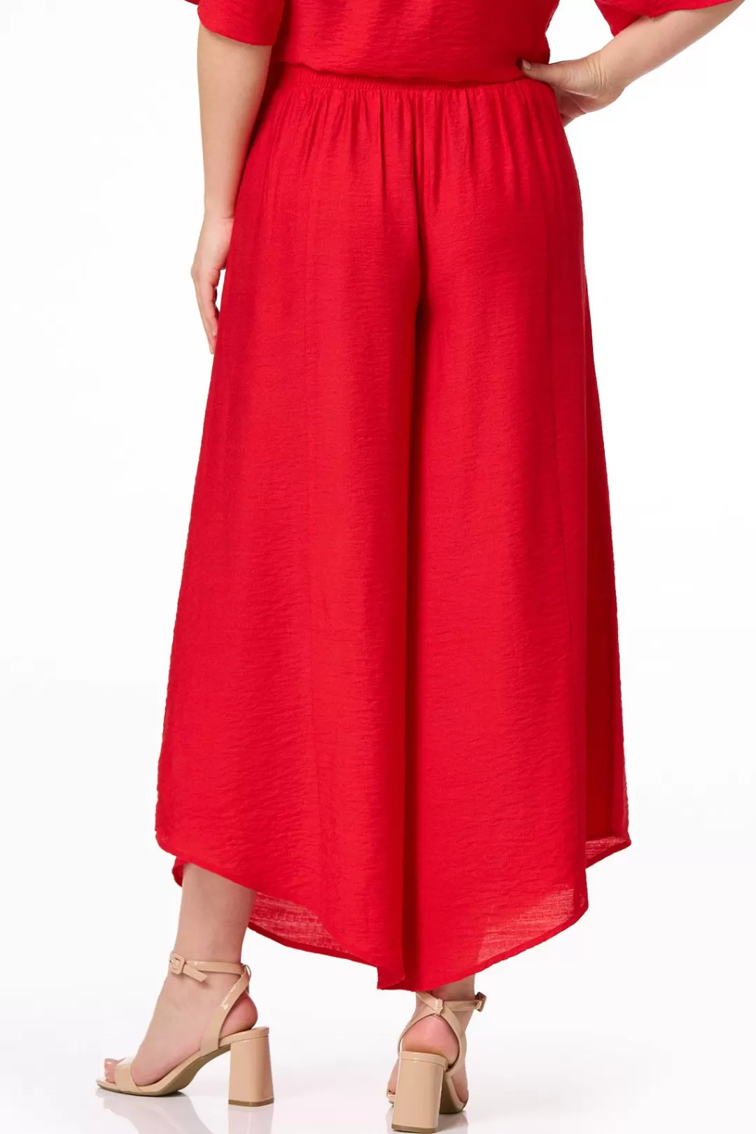 Cato Pants | Red Pleated Wide Leg Pants