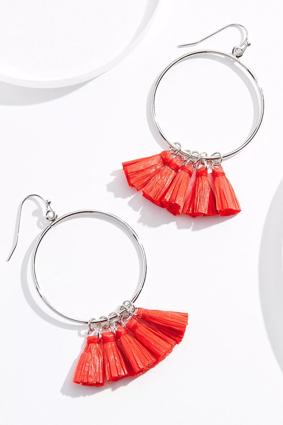 Cato Earrings | Red Raffia Tassel Earrings