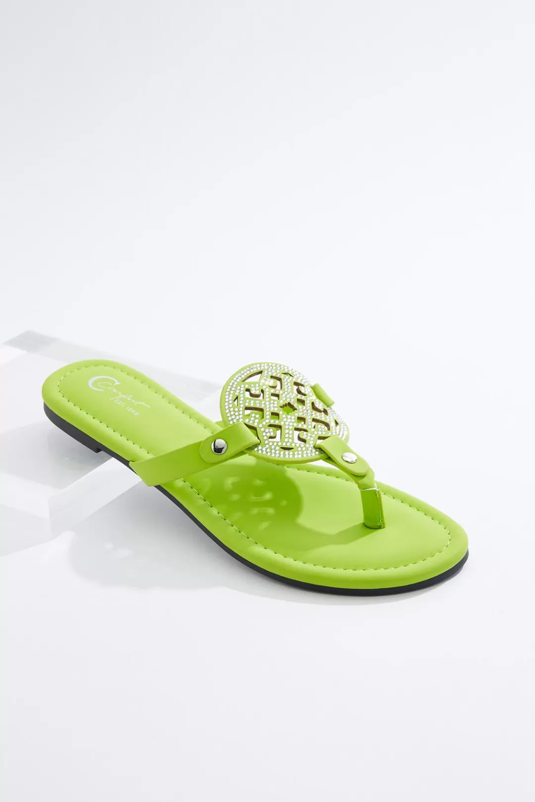 Cato Sandals | Flats | Rhinestone Medallion Sandals