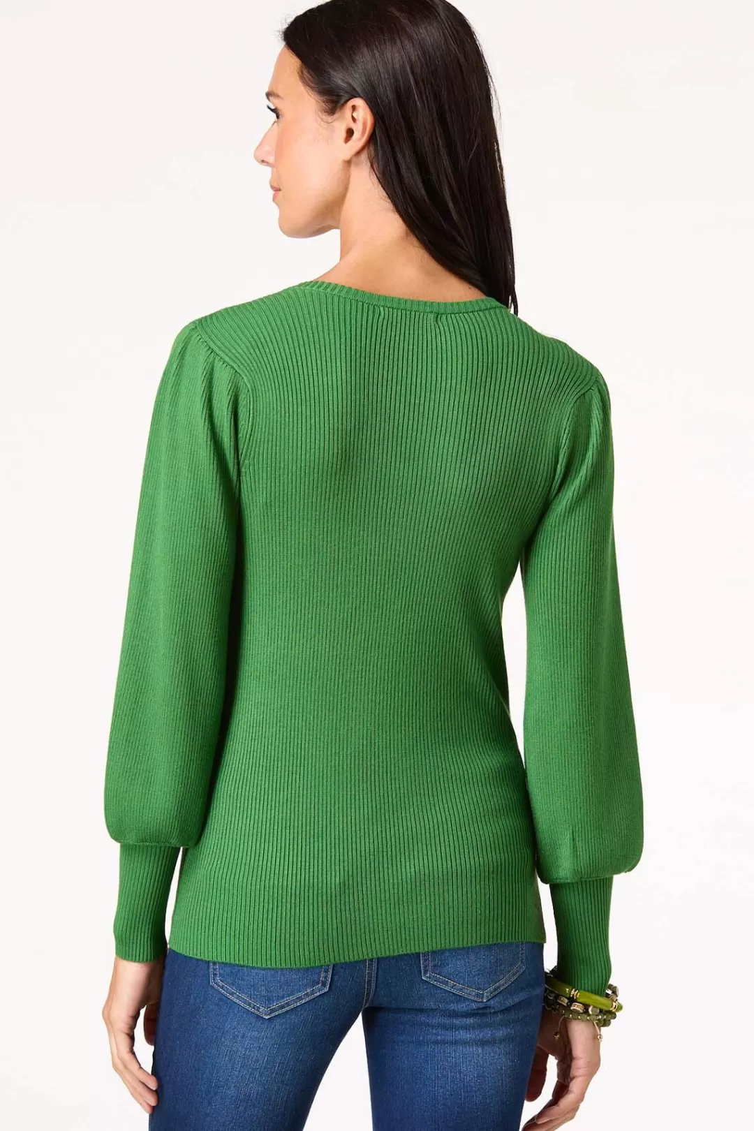 Cato Sweaters | Ribbed Puff Sleeve Sweater