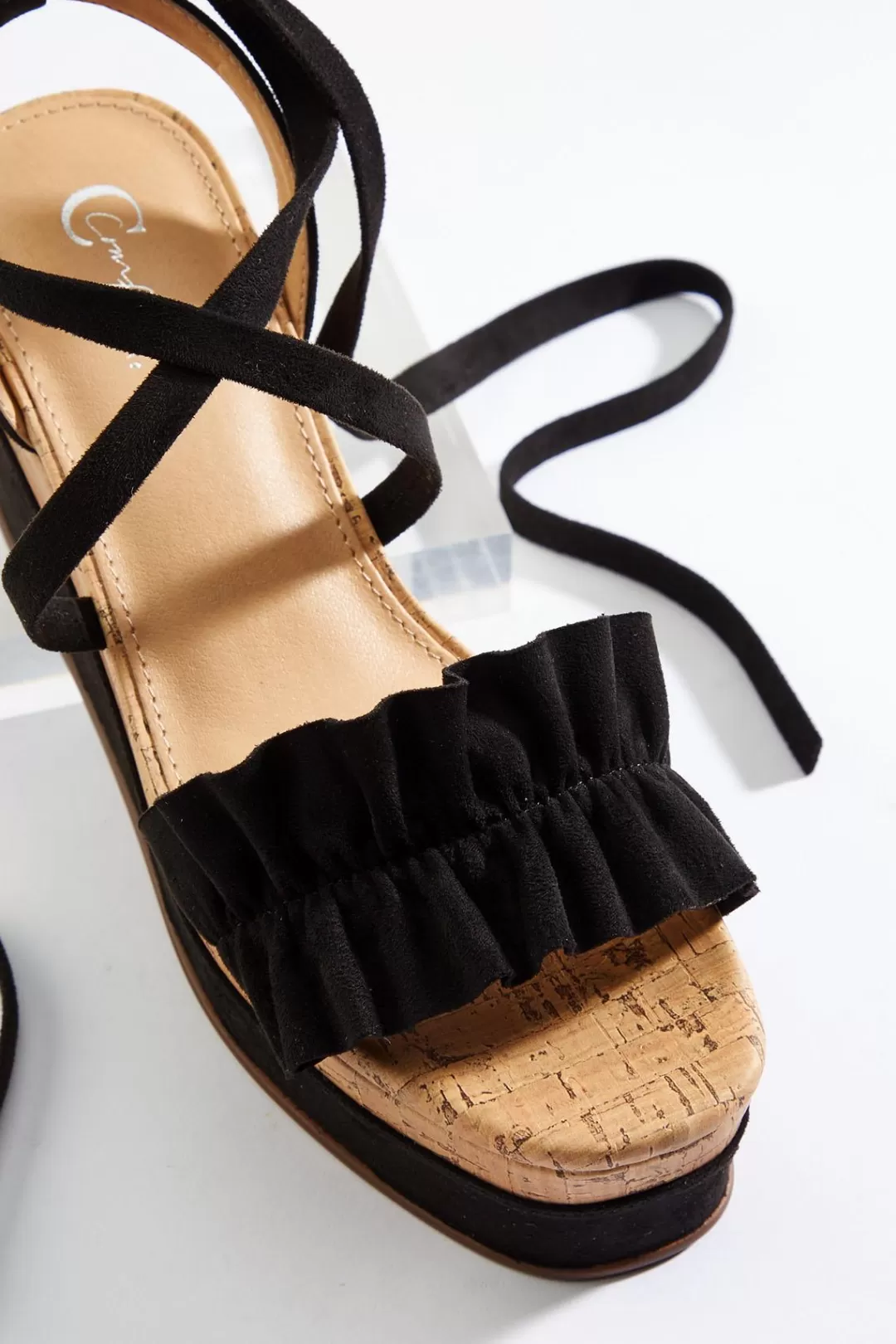 Cato Sandals | Ruffle Band Ankle Strap Wedges