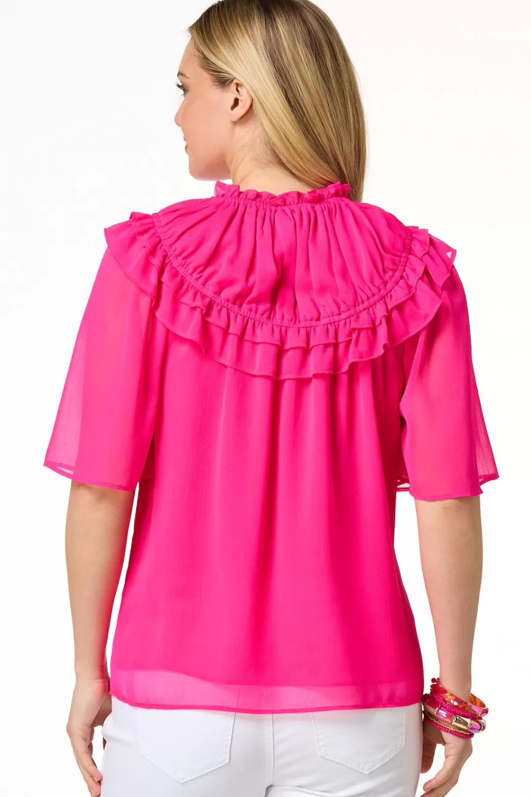 Cato Tops | Ruffled Flutter Sleeve Top