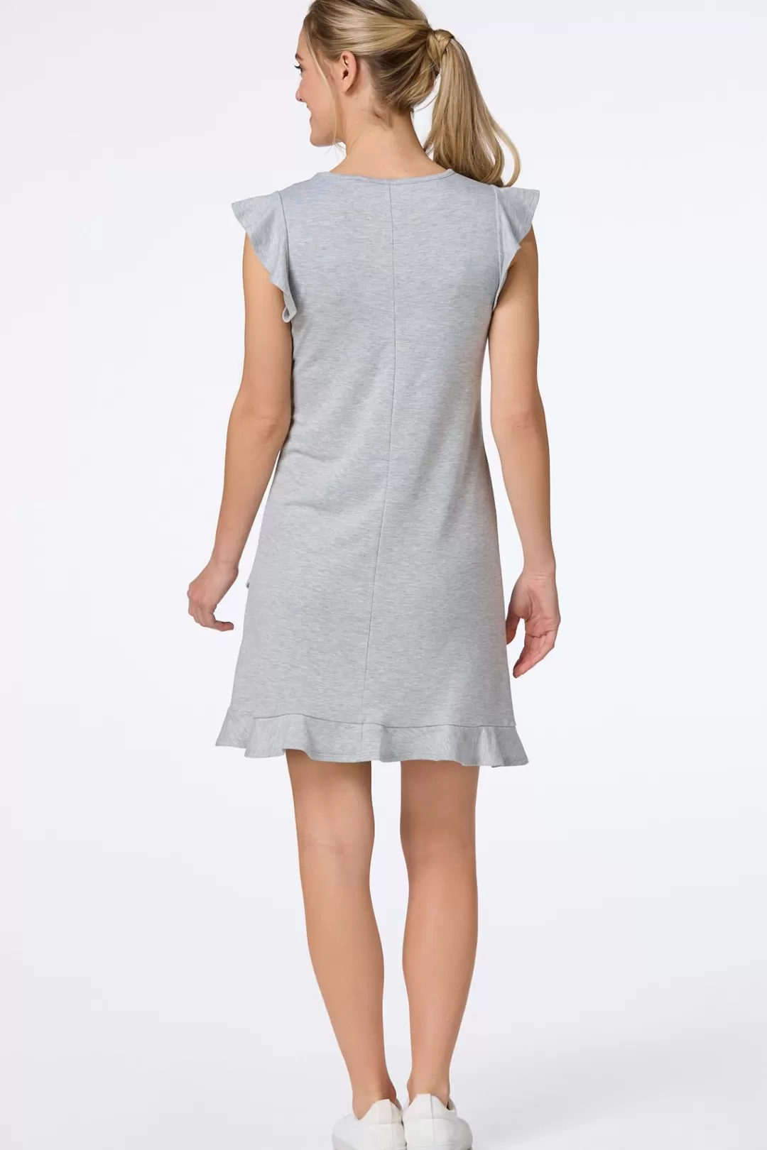 Cato Athleisure | Dresses | Ruffled Hem Heather Grey Dress