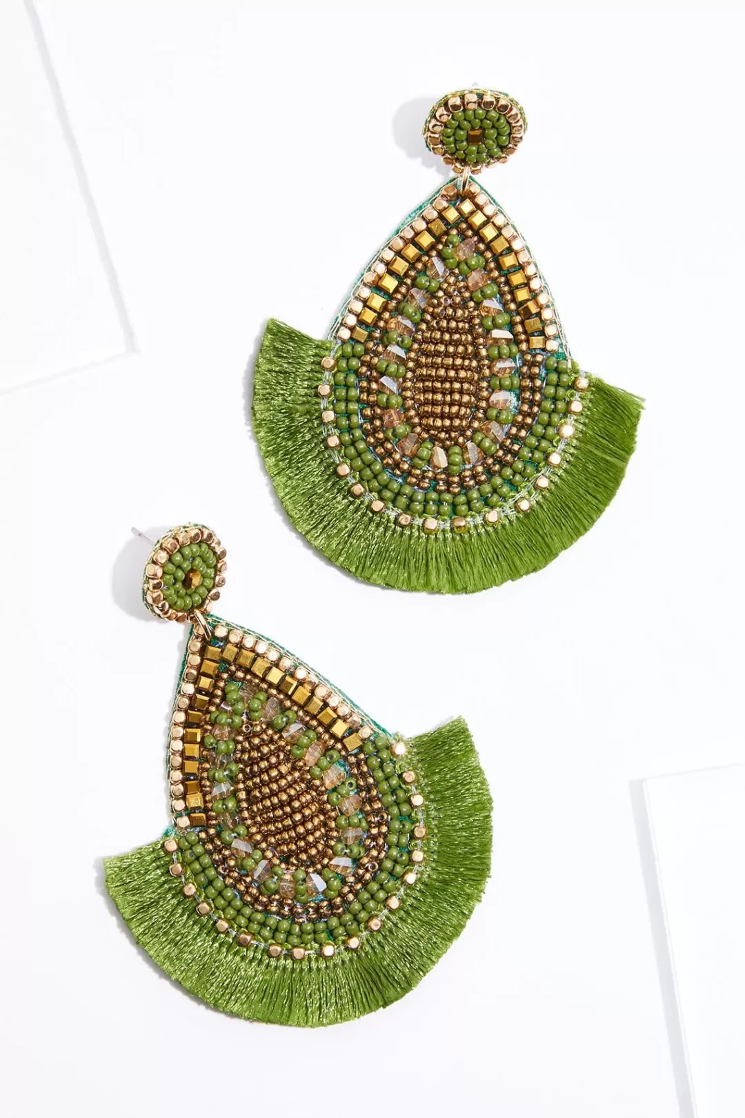 Cato Earrings | Seed Bead Fringe Tear Earrings