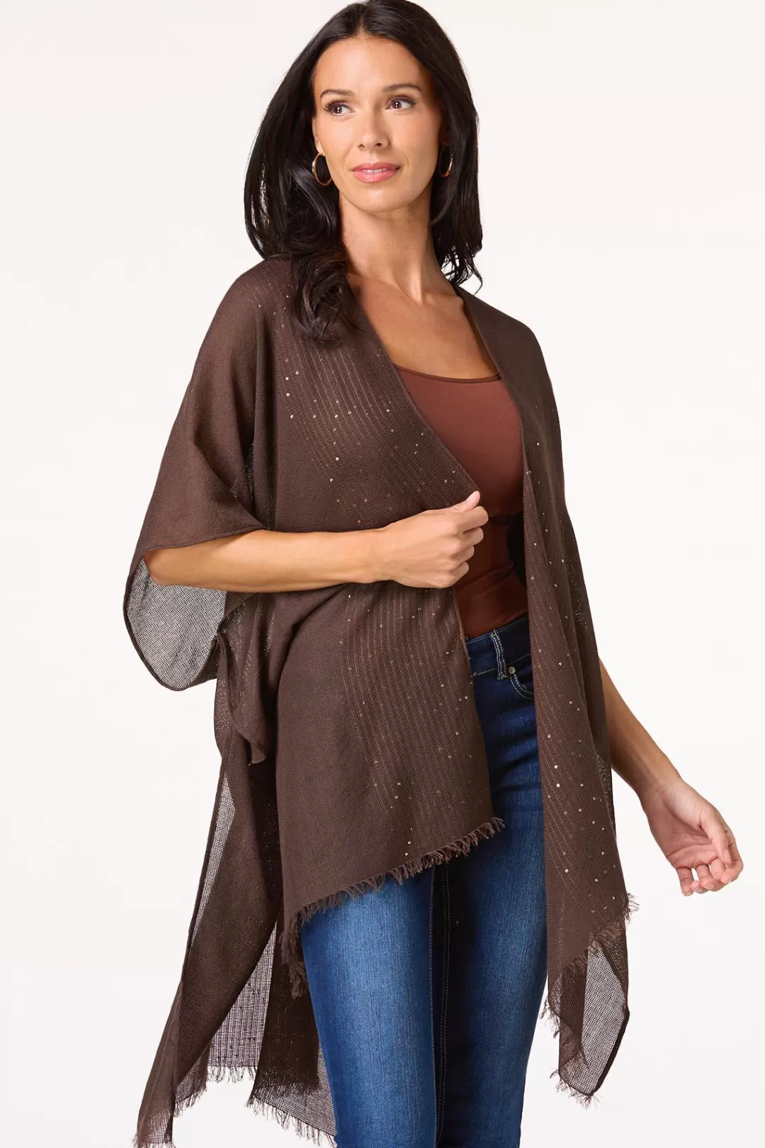 Cato Cover Ups | Tops | Sequin Thread Solid Kimono