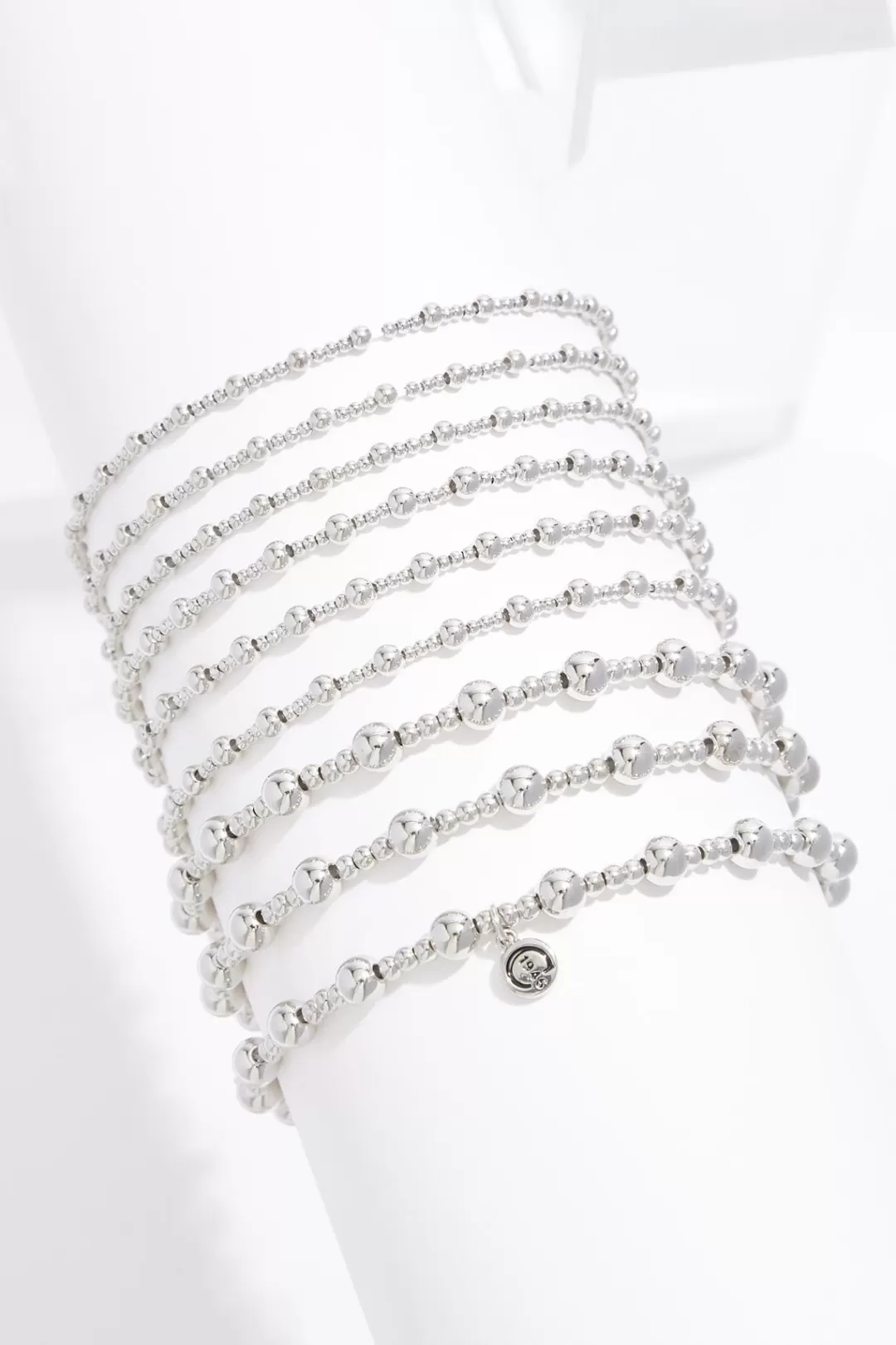 Cato Bracelets | Silver Ball Stretch Bracelet Set