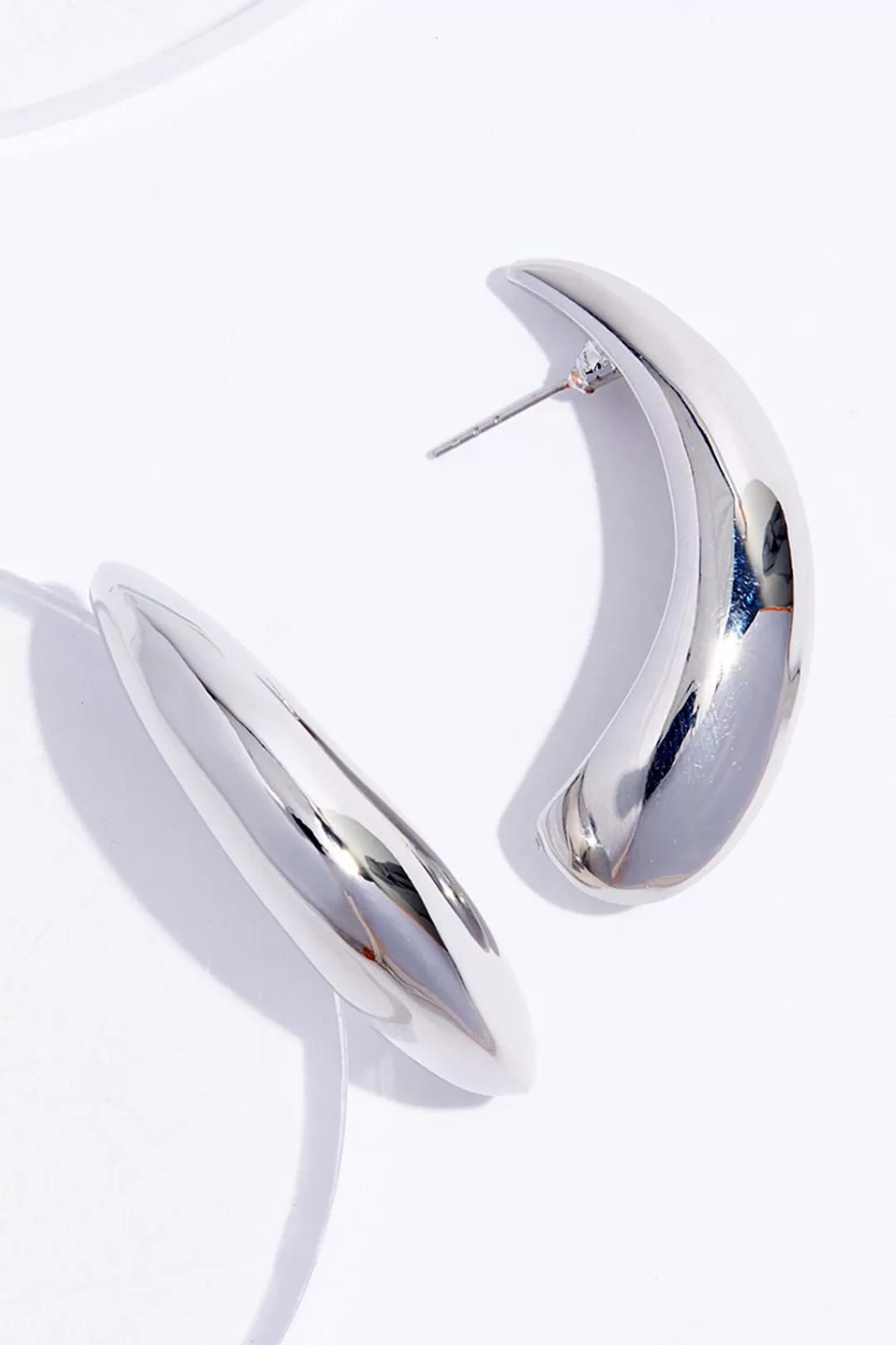 Cato Earrings | Silver Swoop Earrings