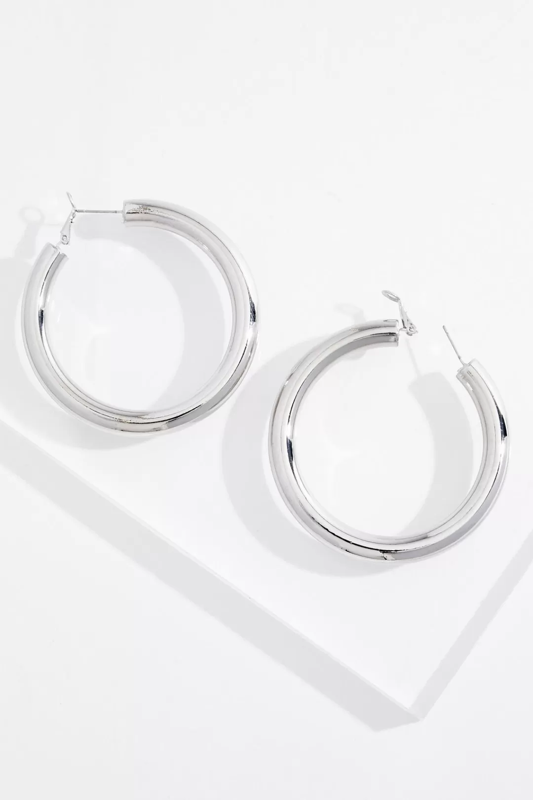 Cato Earrings | Silver Tube Hoop Earrings