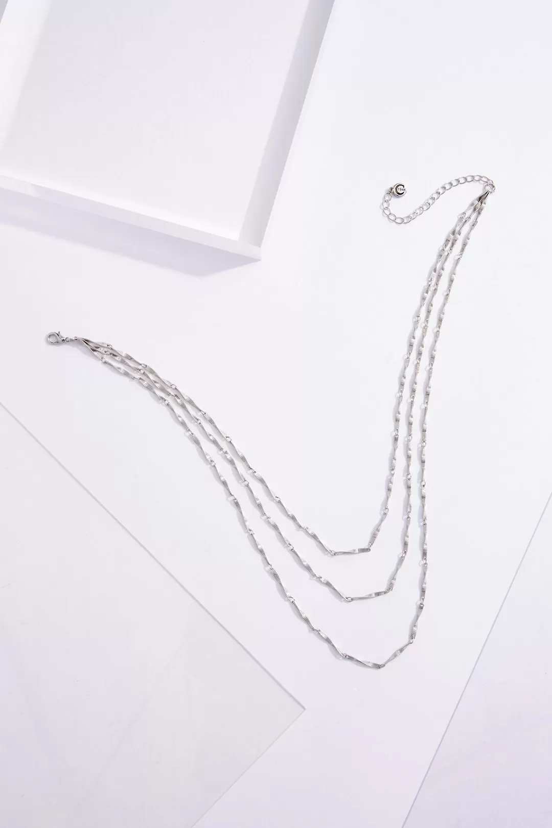 Cato Necklaces | Silver Twist Layered Short Necklace