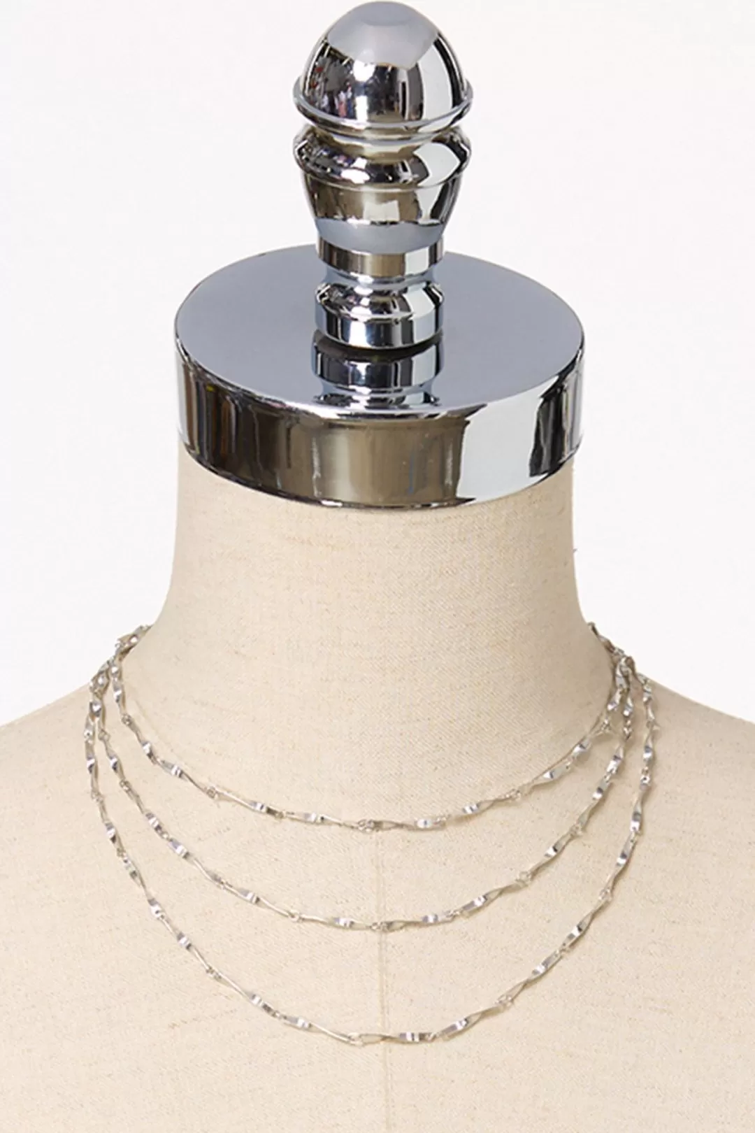 Cato Necklaces | Silver Twist Layered Short Necklace