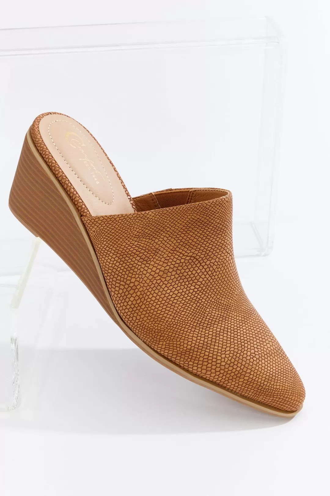 Cato Heels | Snakeskin Wedge Mules