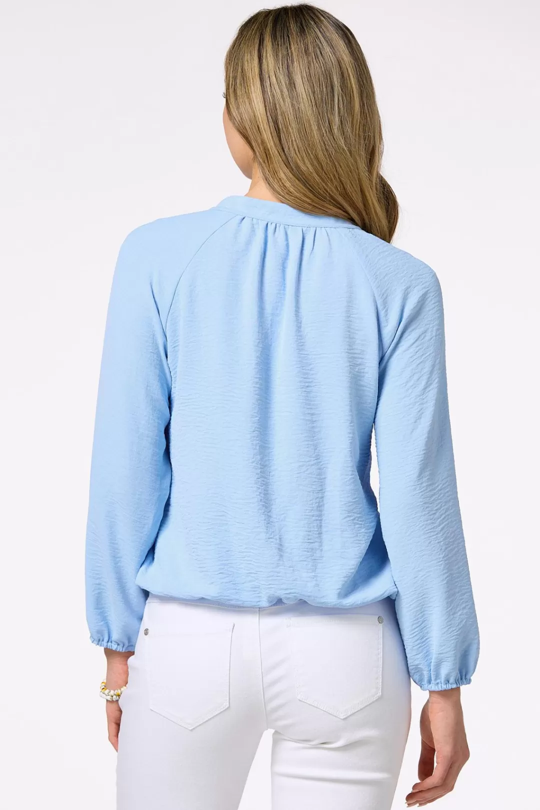 Cato Tops | Solid Bubble Hem Popover Top