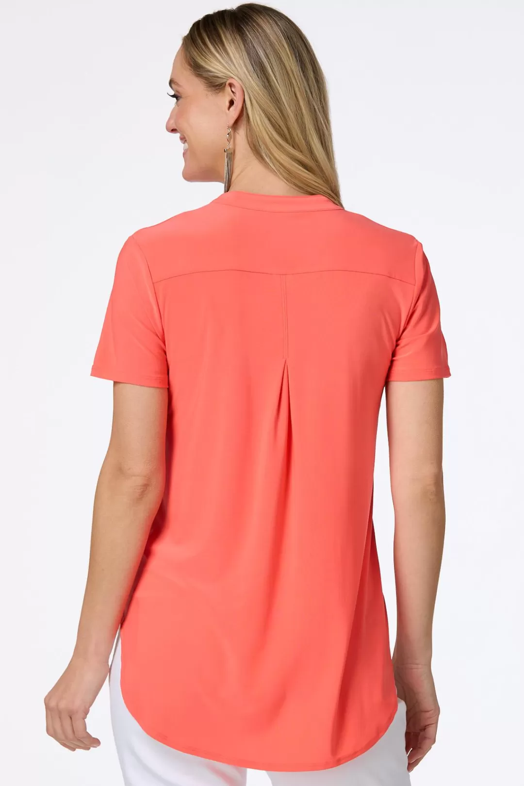 Cato Tops | Solid Split V- Neck Top