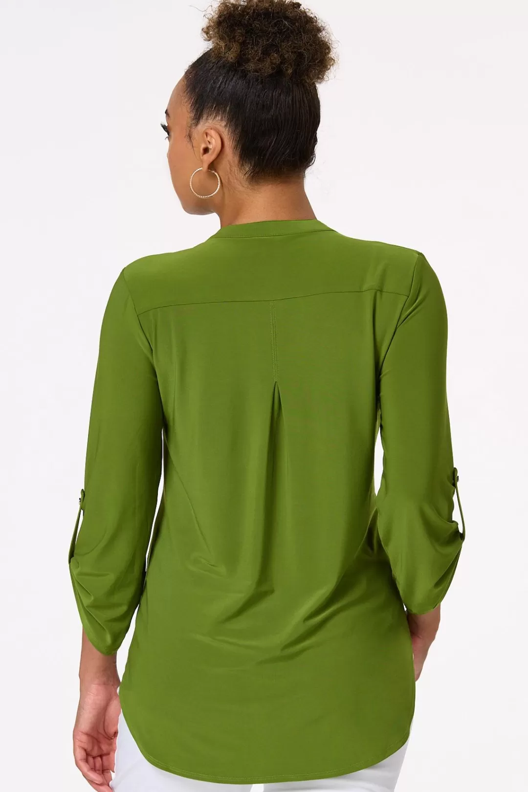 Cato Tops | Solid Split V- Neck Top