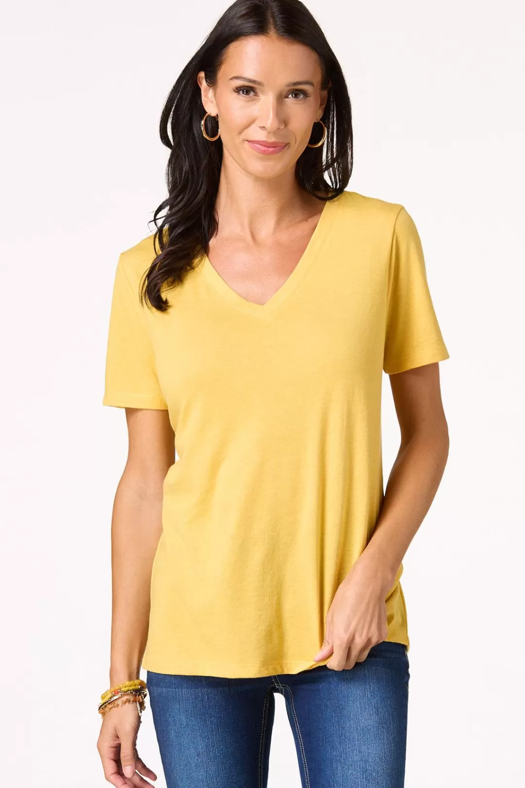 Cato Tops | Solid V- Neck Tee