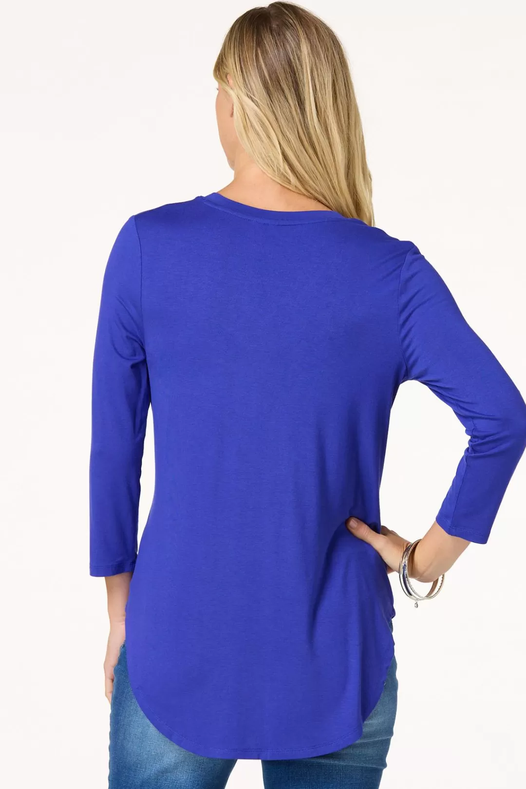 Cato Tops | Solid V- Neck Tunic Top