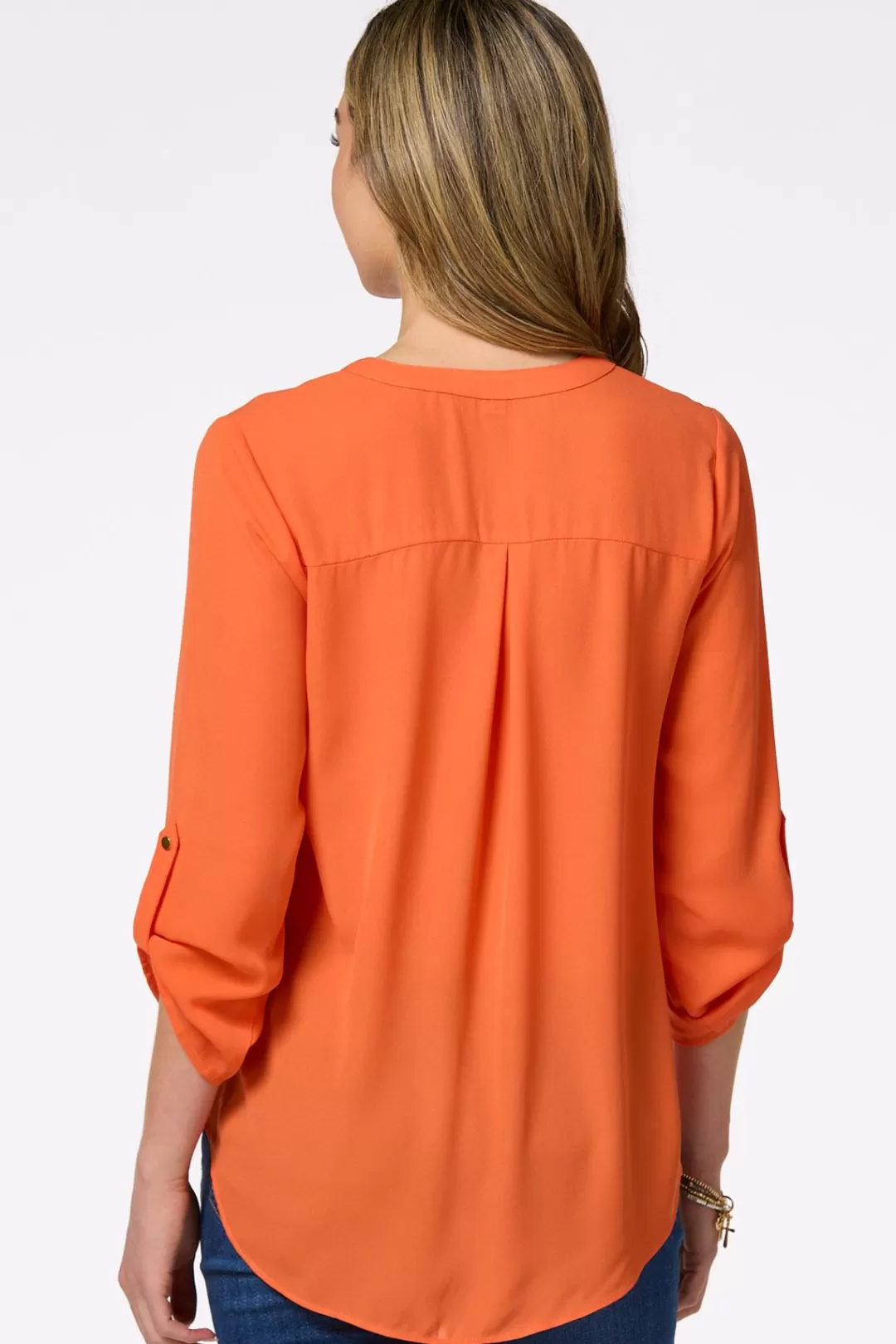 Cato Tops | Solid Zip Neckline Top