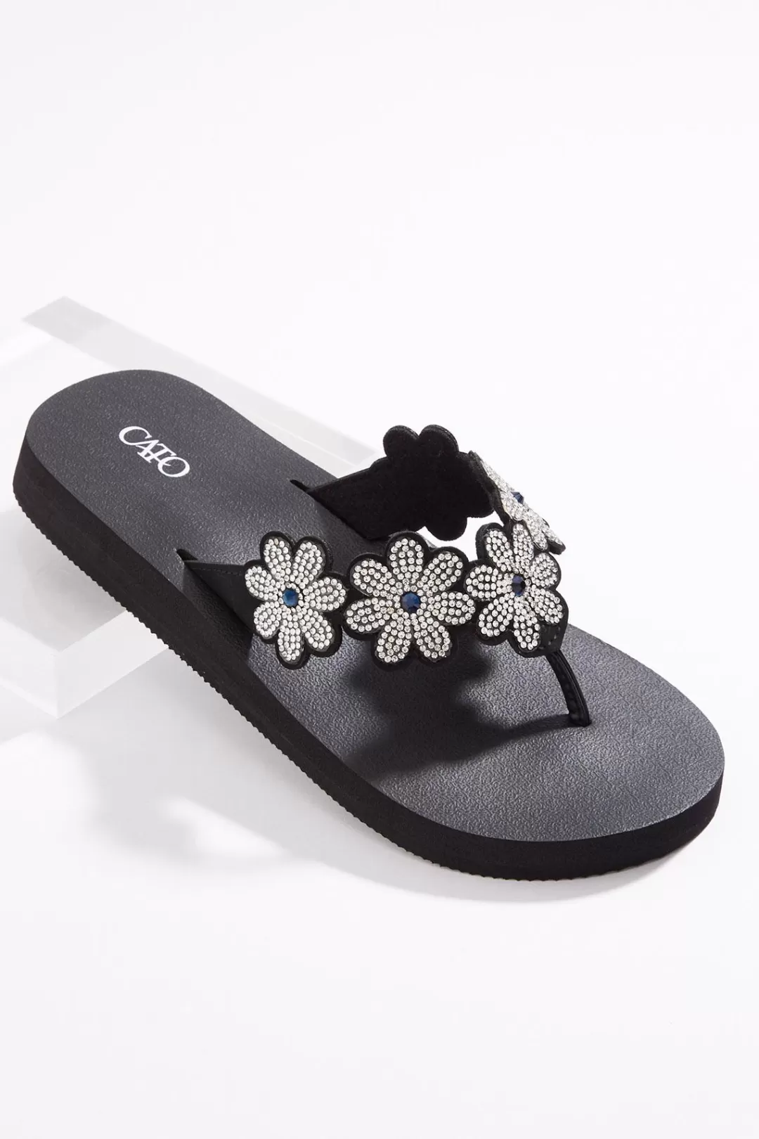 Cato Sandals | Stone Flower Flip Flops