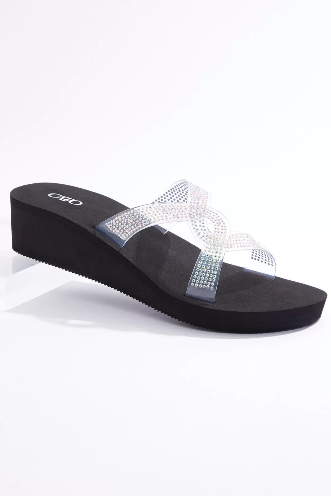 Cato Sandals | Stone Lucite Twist Wedge Sandals