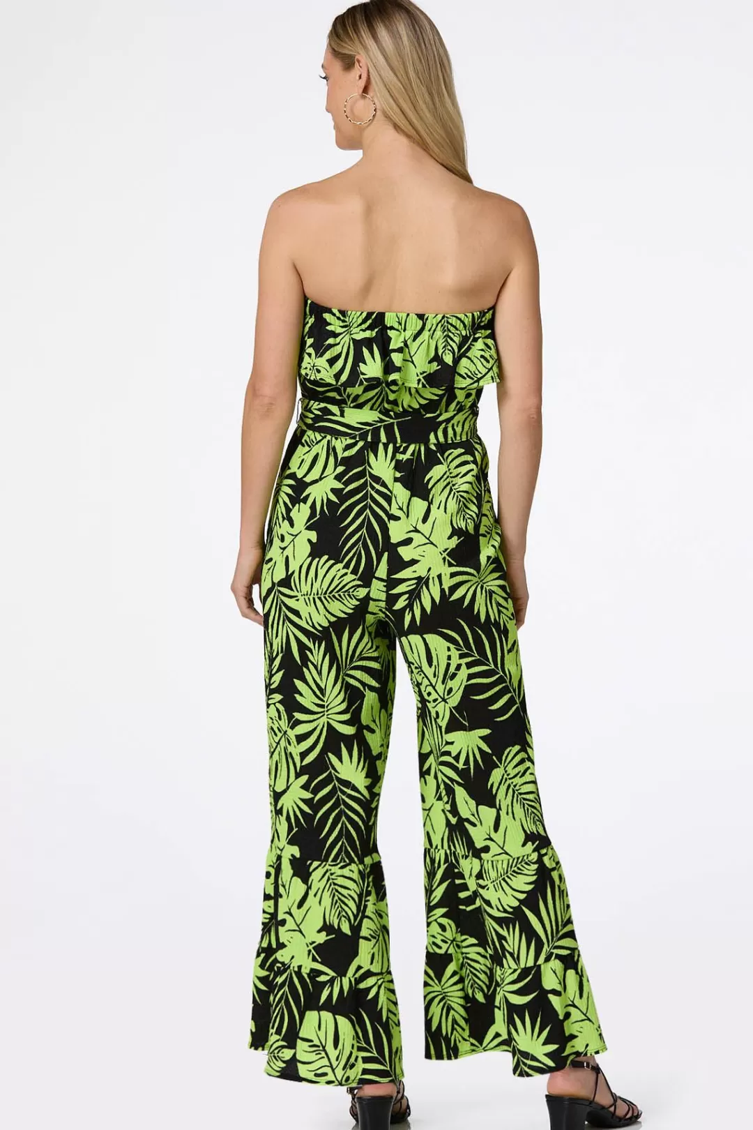 Cato Dresses | Strapless Palm Print Jumpsuit