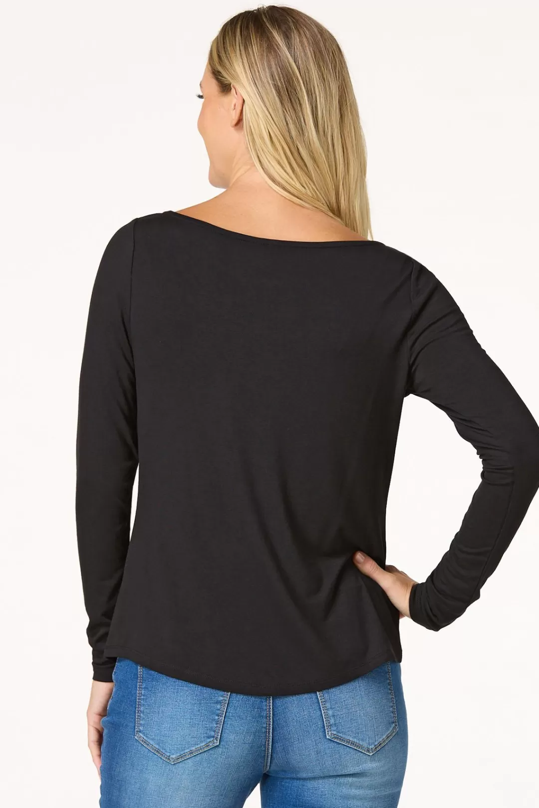 Cato Tops | Stretchy Scoop Neck Top