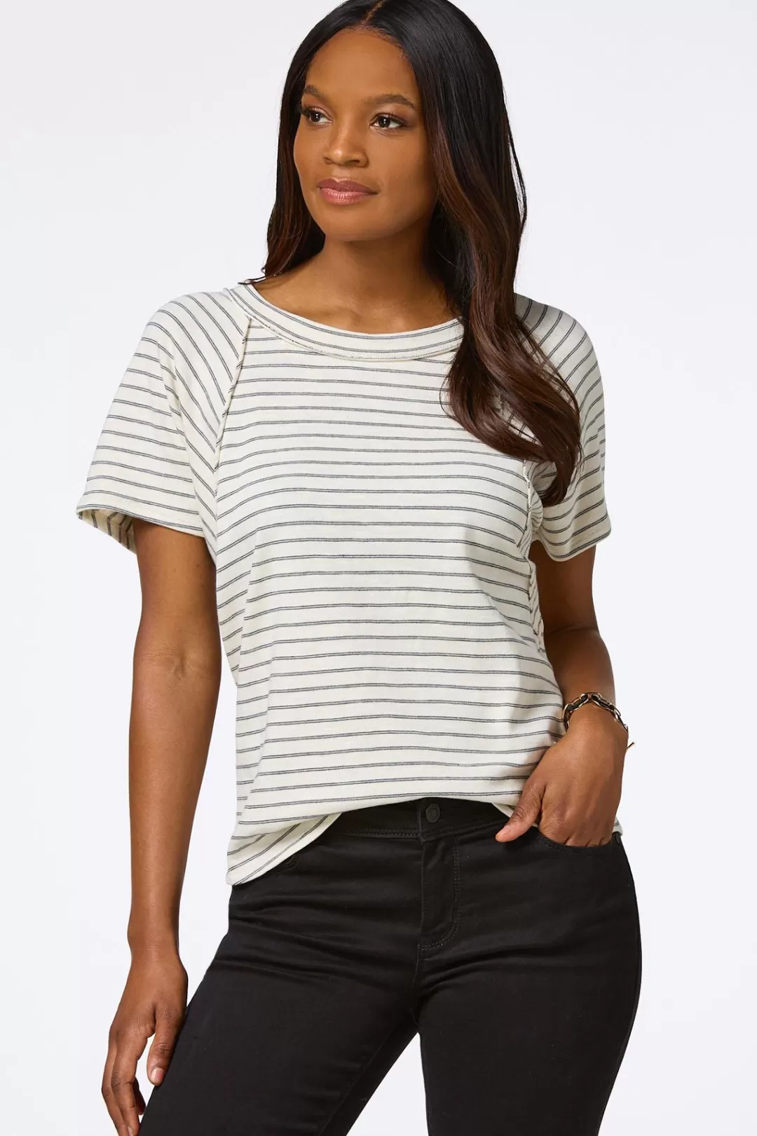 Cato Tops | Stripe Dolman Sleeve Top