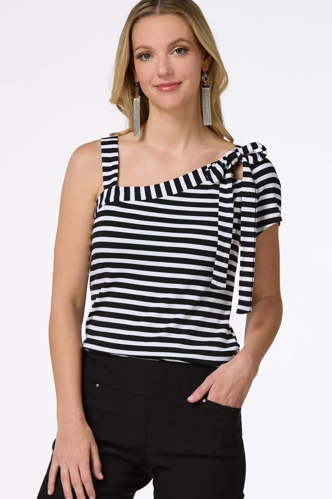 Cato Tops | Stripe One Shoulder Top