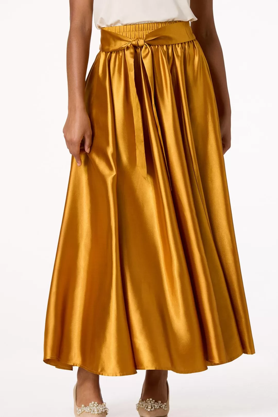 Cato Skirts | Sweeping Satin Maxi Skirt