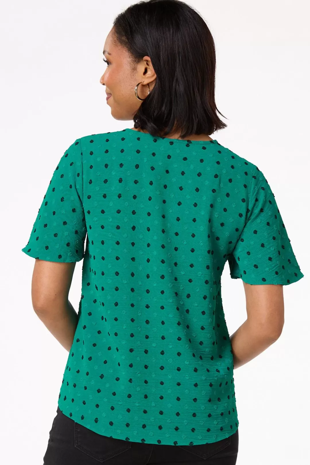 Cato Tops | Teal Textured Dot Top