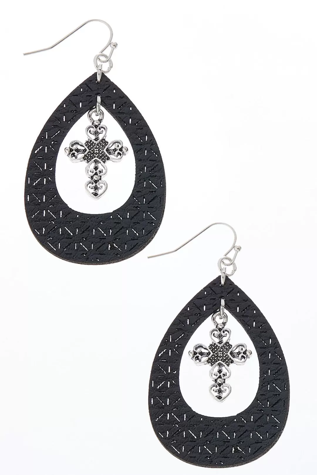 Cato Inspirational | Earrings | Tear Shaped Cross Charm Earrings