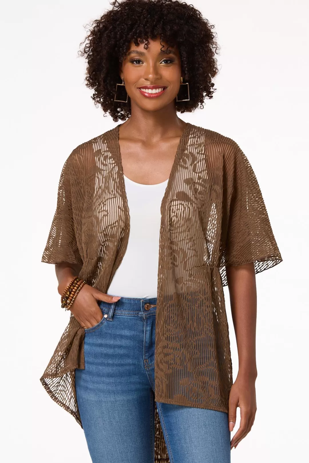 Cato Tops | Textured Cinched Kimono