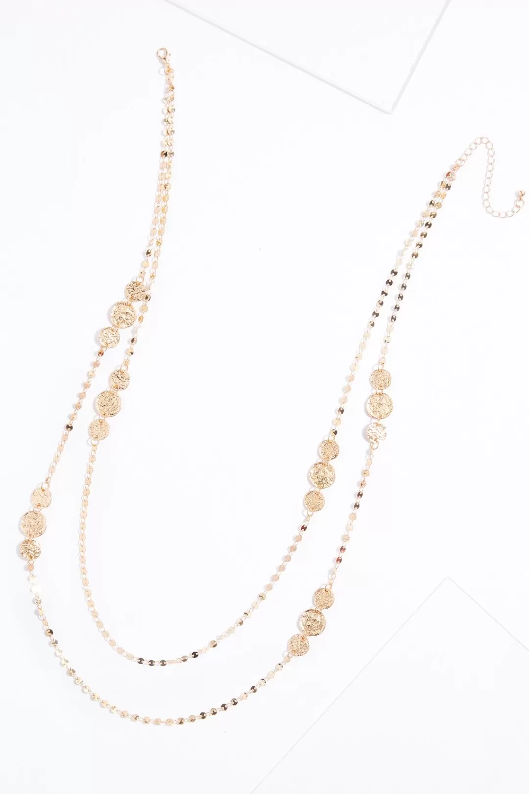 Cato Necklaces | Textured Circle Layered Long Necklace