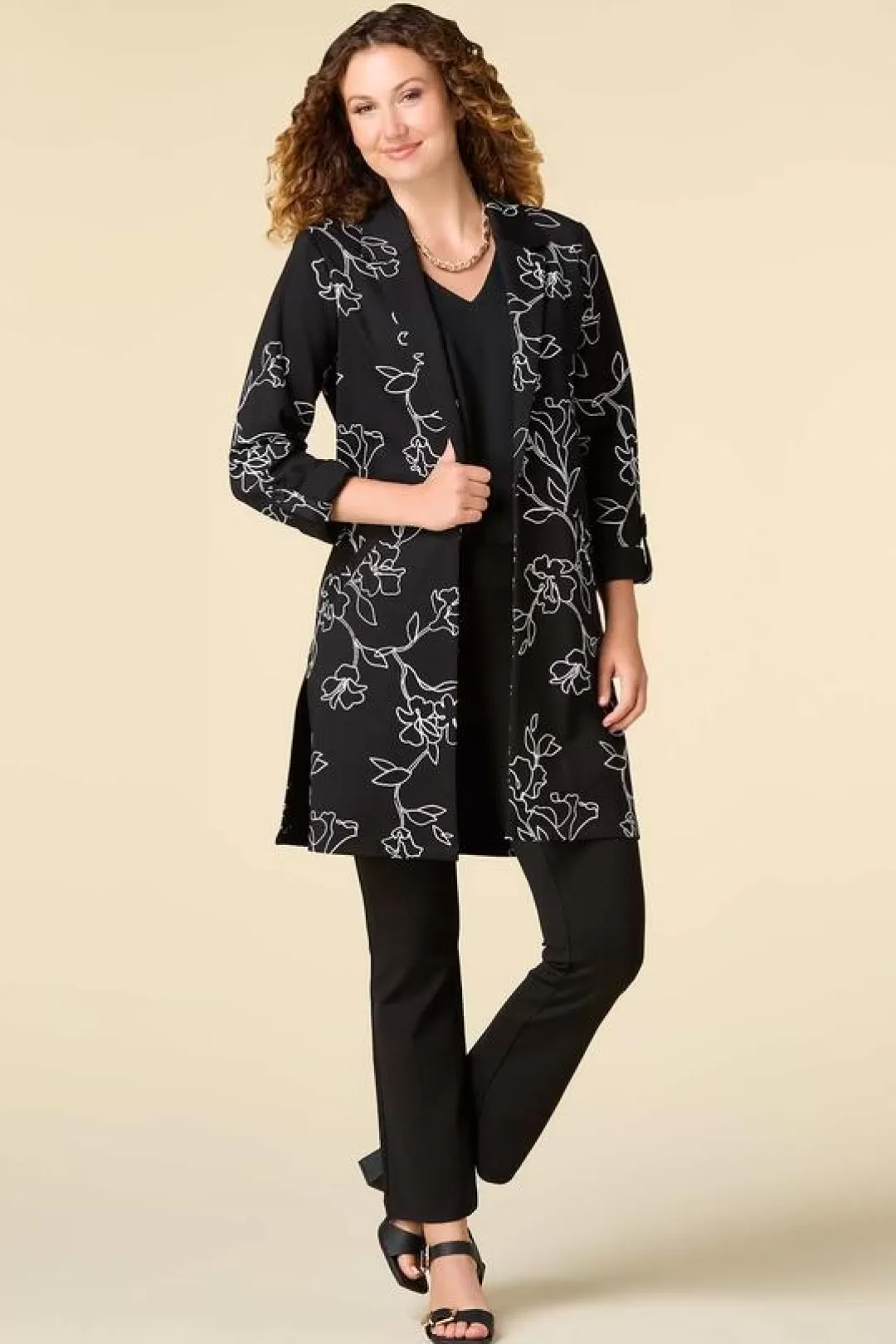 Cato Jackets & Vests | Textured Floral Topper