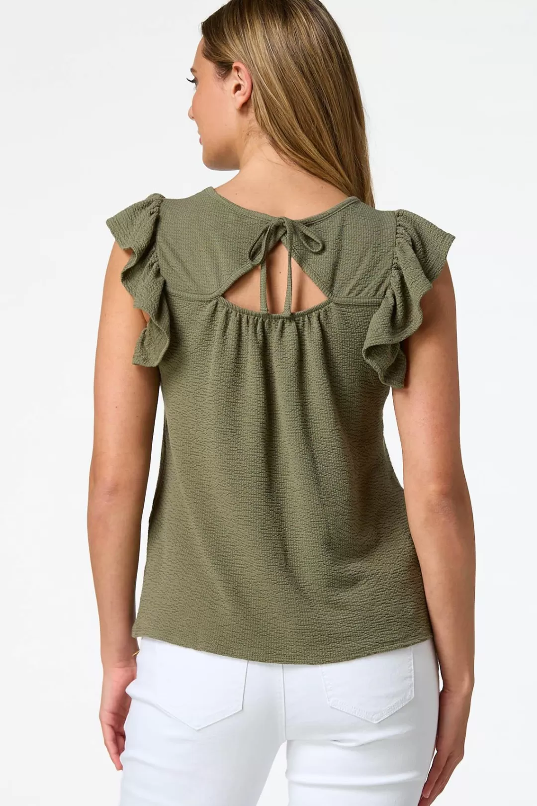 Cato Tops | Textured Flutter Sleeve Top